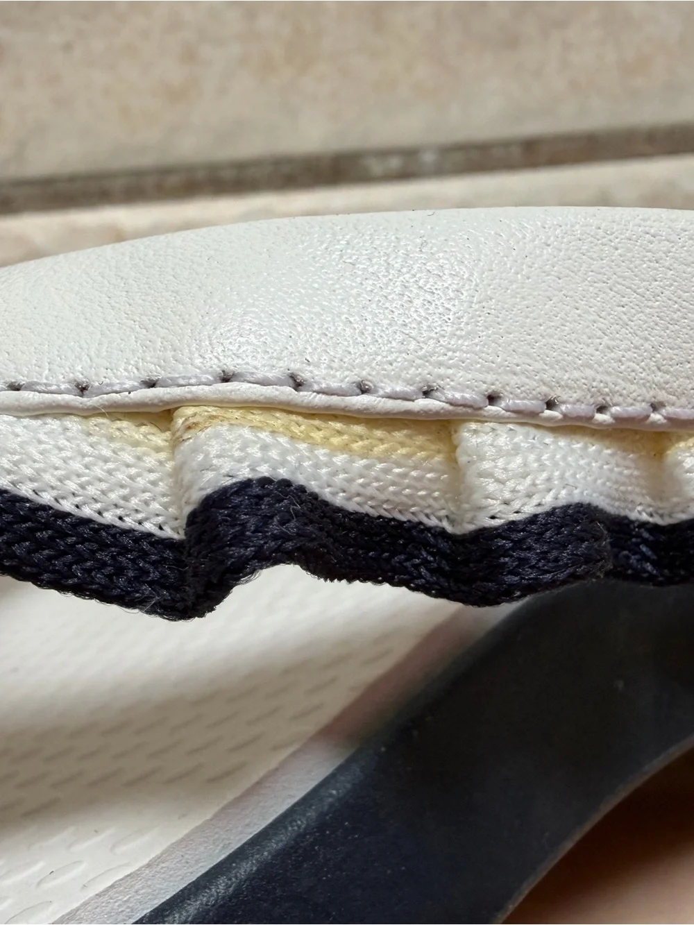 Tory Burch Sport White Thong Sandals with Navy Trim
